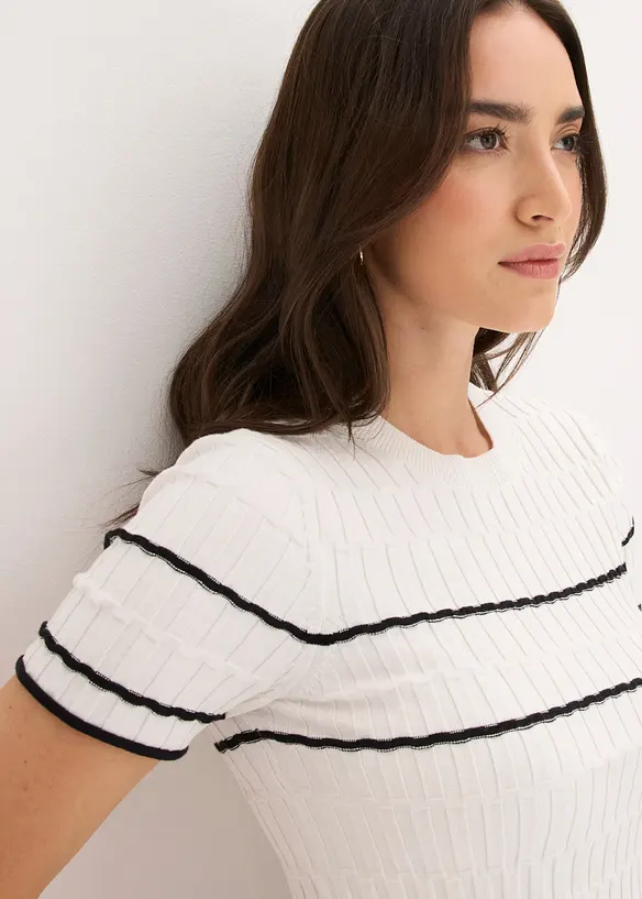 Kurzarm-Pullover aus Baumwoll-Mix, bonprix