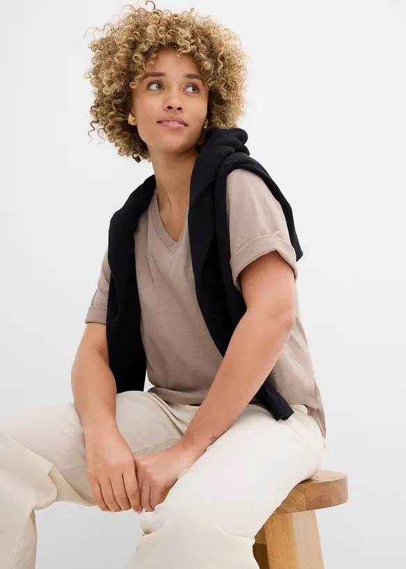 Flammgarn-Boxy-Shirt aus reiner Bio-Baumwolle (2er Pack), bonprix