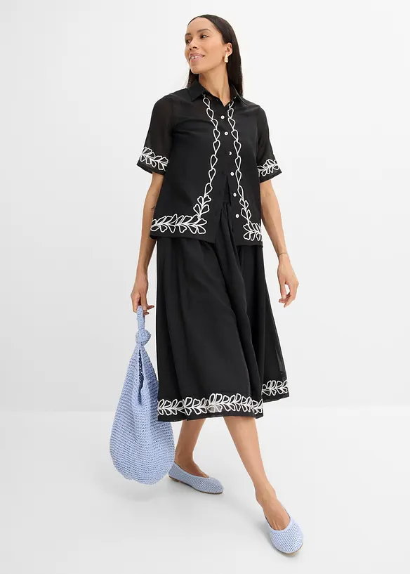 Midirock mit Stickerei, bonprix