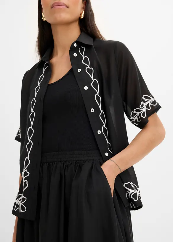 Midirock mit Stickerei, bonprix