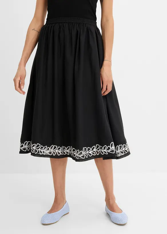 Midirock mit Stickerei, bonprix