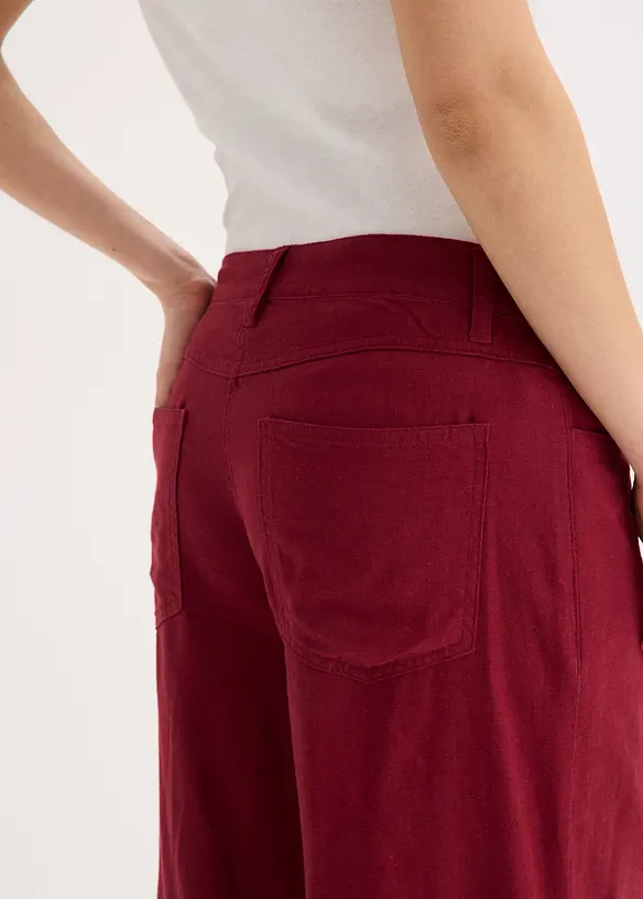 Culotte Hose aus luftigem Leinen-Mix mit Biesen, bonprix