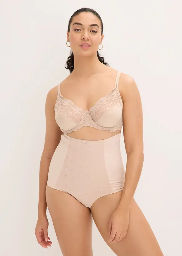 Slip sculptant maintien fort, taille haute, avec broderies, bonprix