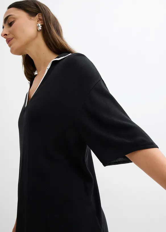 T-shirt polo en maille fine, bonprix