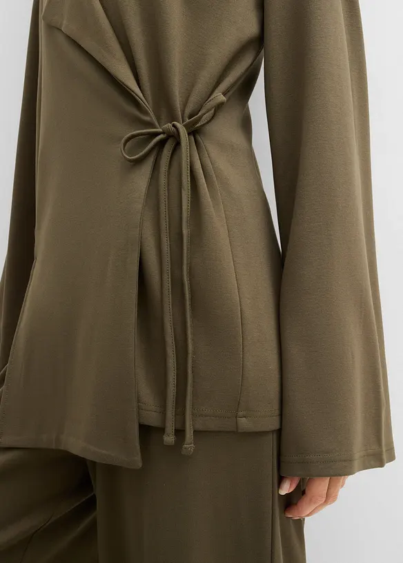 Chemisier en jersey &agrave; nouer sur le c&ocirc;t&eacute;, bonprix