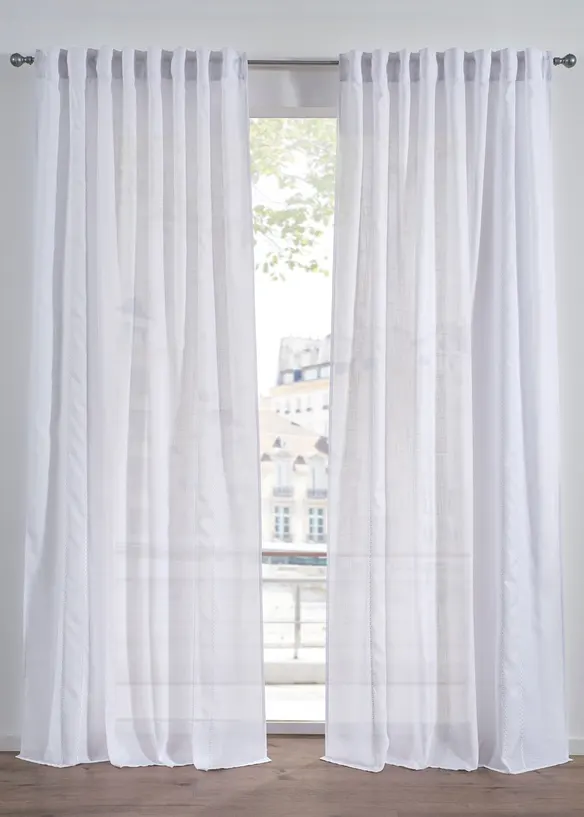 Voilage &agrave; rayures brod&eacute;es (1&nbsp;pce), bonprix