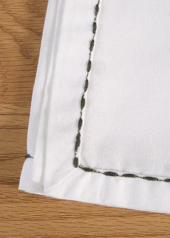 Lot de 4&nbsp;serviettes en tissu coton brod&eacute;, bonprix