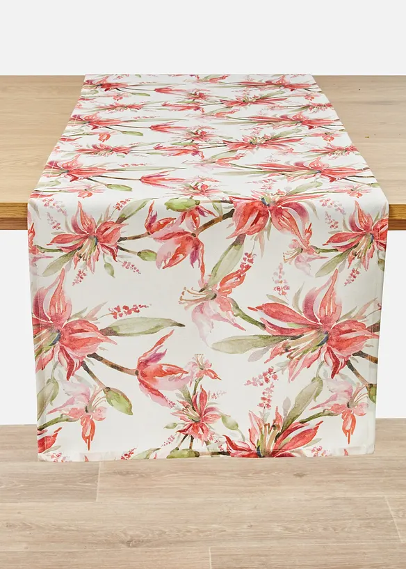 Chemin de table &agrave; imprim&eacute; floral, d&eacute;perlant, bonprix