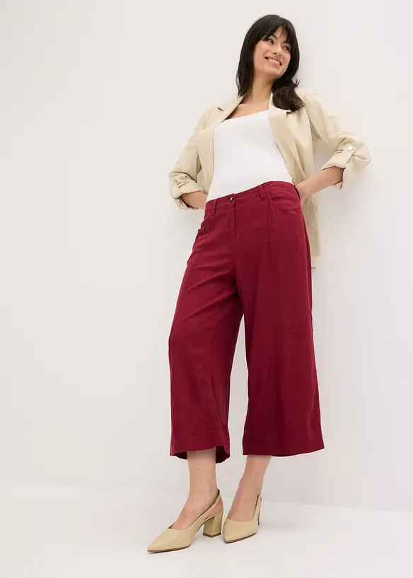Culotte Hose aus luftigem Leinen-Mix mit Biesen, bonprix
