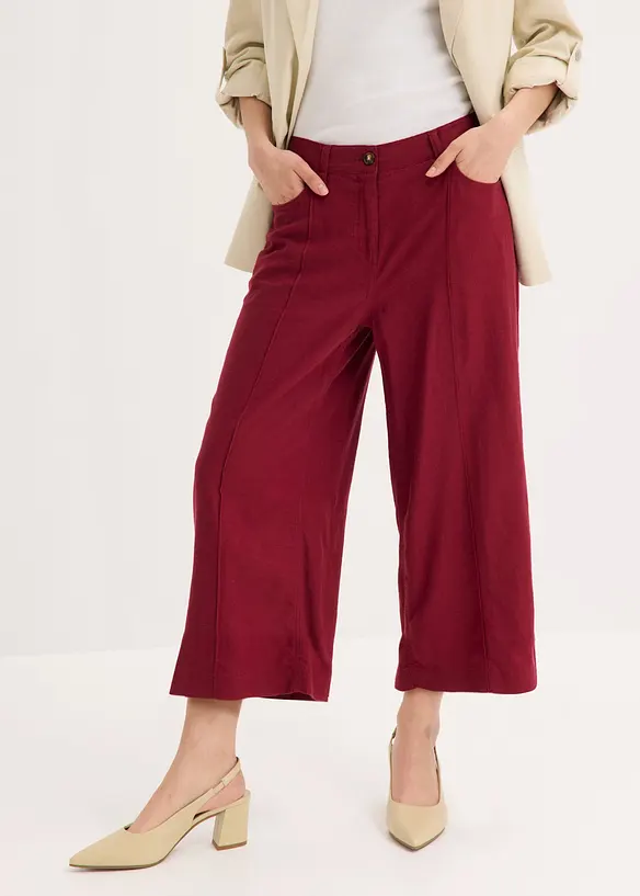 Culotte Hose aus luftigem Leinen-Mix mit Biesen, bonprix