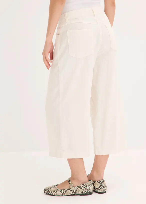 Jupe-culotte l&eacute;g&egrave;re en lin m&eacute;lang&eacute; &agrave; nervures, bonprix