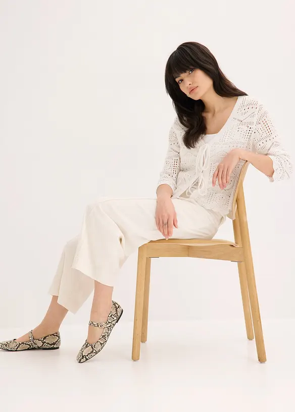 Jupe-culotte l&eacute;g&egrave;re en lin m&eacute;lang&eacute; &agrave; nervures, bonprix