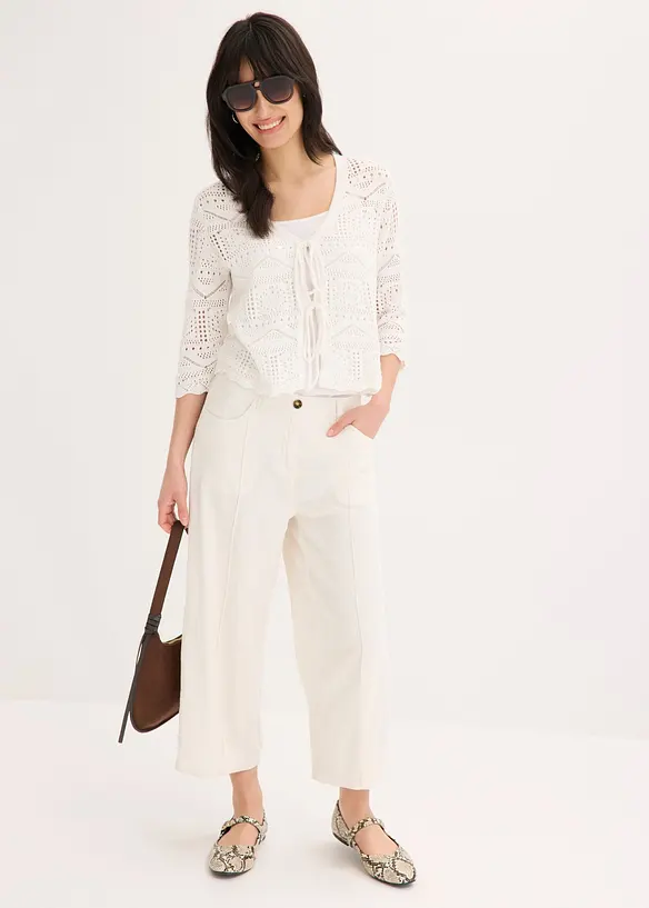 Jupe-culotte l&eacute;g&egrave;re en lin m&eacute;lang&eacute; &agrave; nervures, bonprix