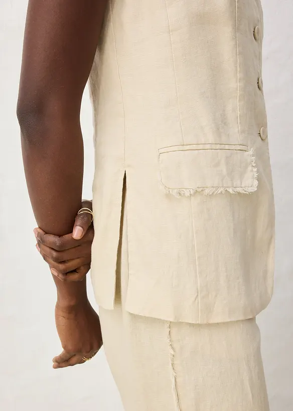 Veste de costume sans manches 100% lin, bonprix