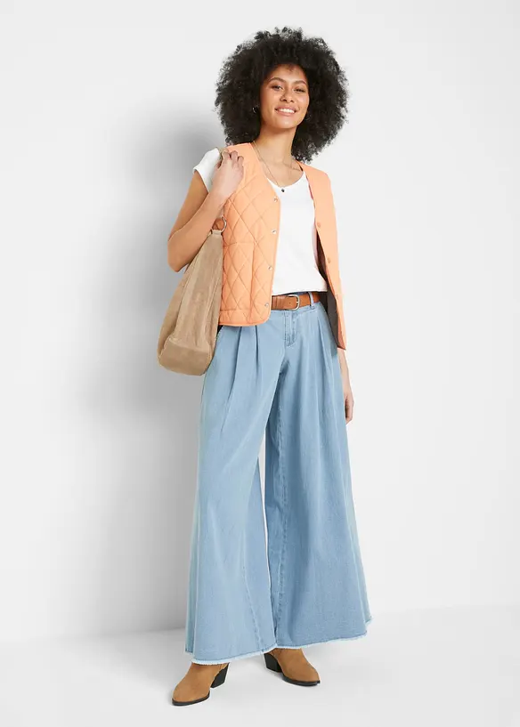 Weiter Jeans-Hosenrock, Komfortbund, bonprix