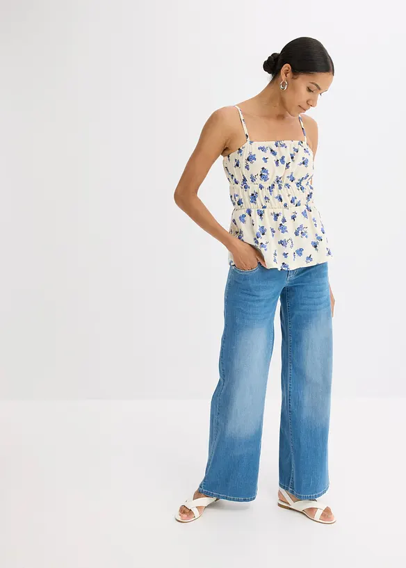 Top &agrave; fines bretelles en cr&ecirc;pe textur&eacute;, bonprix