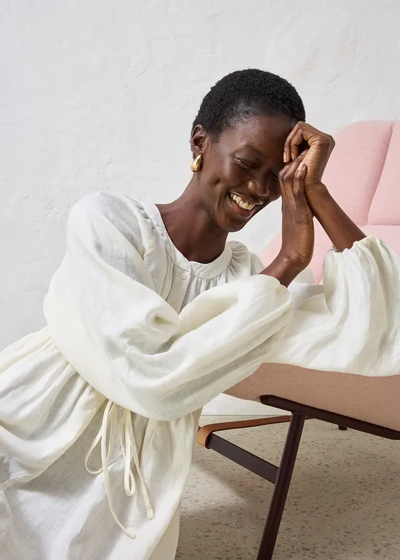 Robe longue 100% lin, bonprix