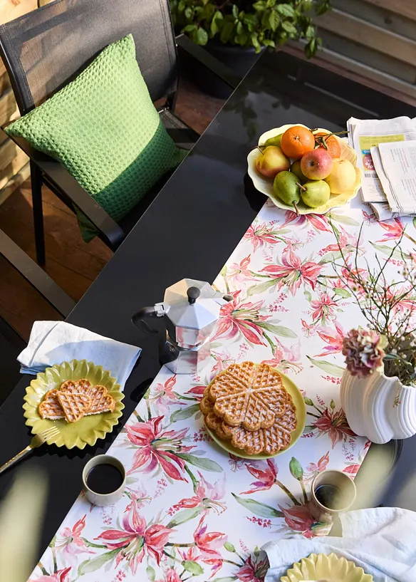 Chemin de table &agrave; imprim&eacute; floral, d&eacute;perlant, bonprix