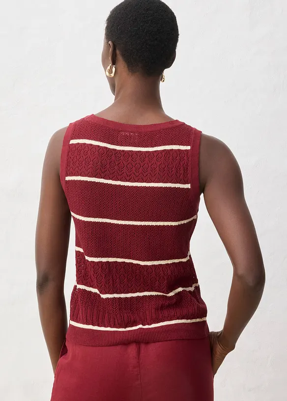 Ajour-Strickweste mit Leinenanteil, bonprix