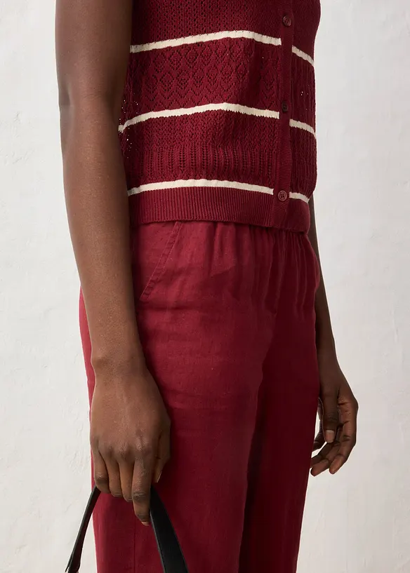 Ajour-Strickweste mit Leinenanteil, bonprix