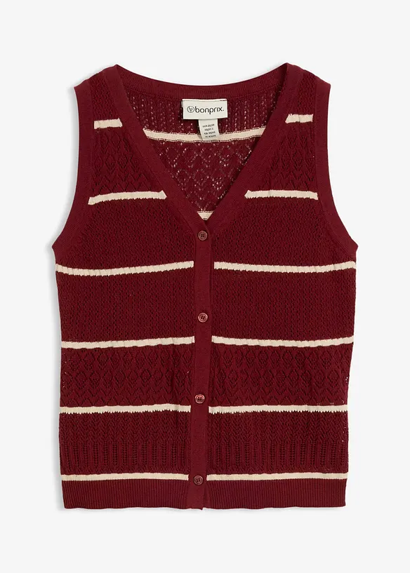 Ajour-Strickweste mit Leinenanteil, bonprix