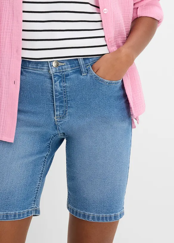 Bermuda en jean, taille mi-haute, bonprix