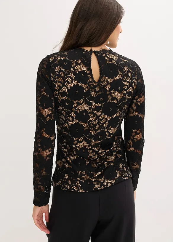 Haut manches longues en dentelle, bonprix