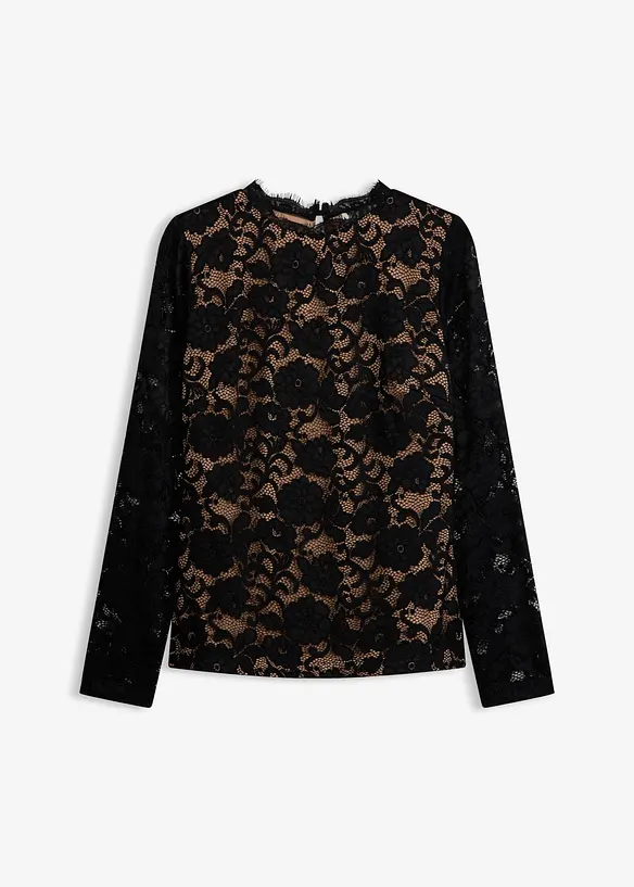 Haut manches longues en dentelle, bonprix