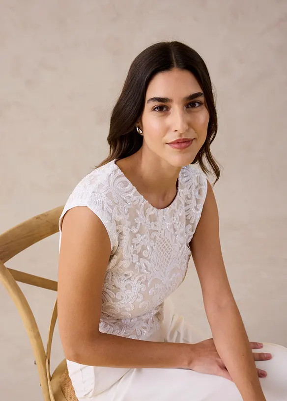 Top &agrave; dentelle brod&eacute; de sequins, bonprix