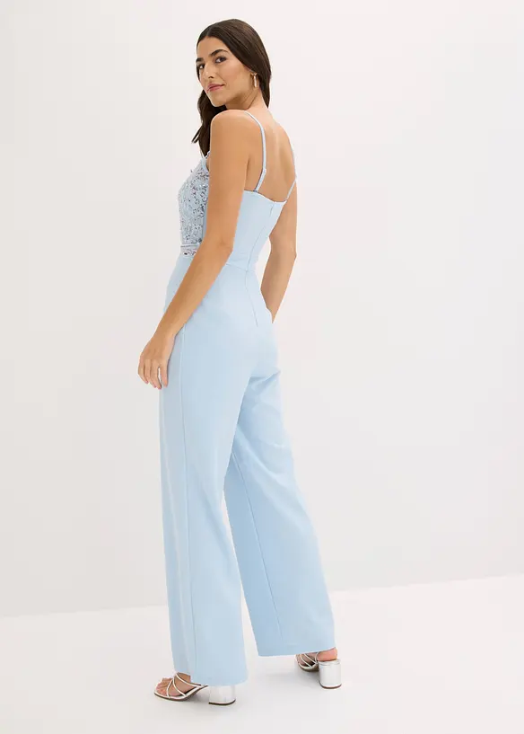 Combinaison en cr&ecirc;pe textur&eacute; avec perles brod&eacute;es, bonprix