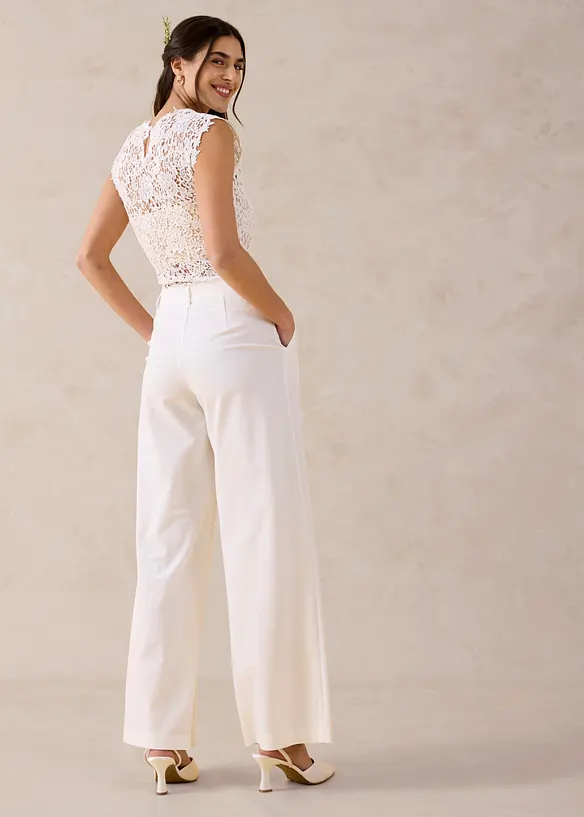 Pantalon large &agrave; pinces, bonprix