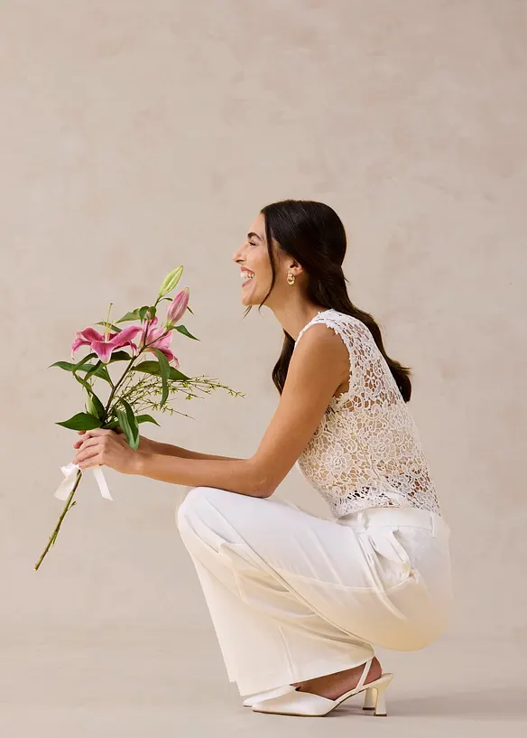 Pantalon large &agrave; pinces, bonprix