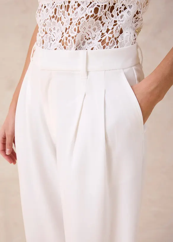 Pantalon large &agrave; pinces, bonprix