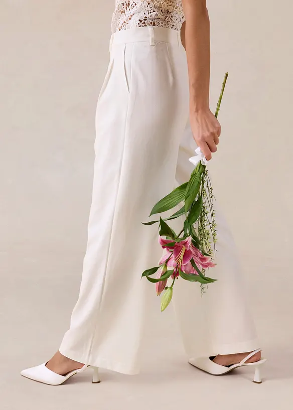 Pantalon large &agrave; pinces, bonprix