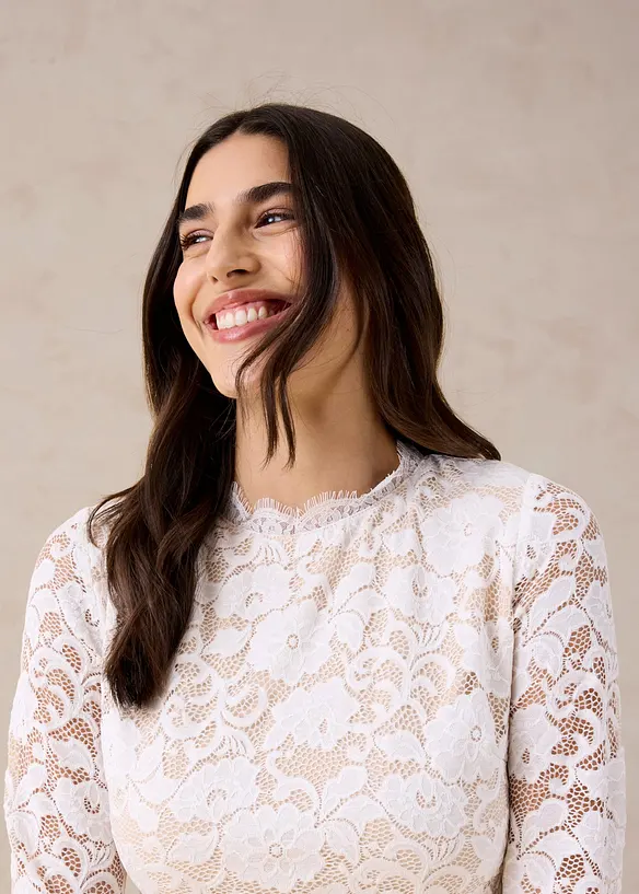 Haut manches longues en dentelle, bonprix