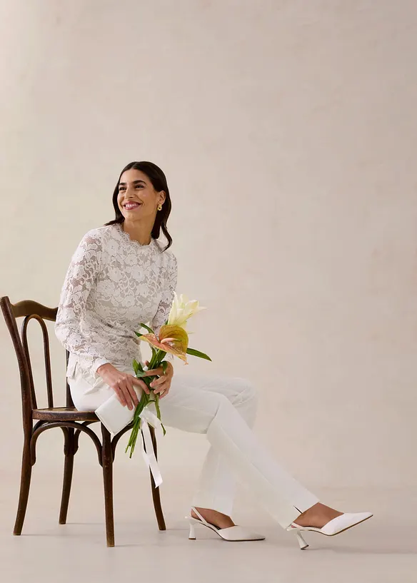 Haut manches longues en dentelle, bonprix