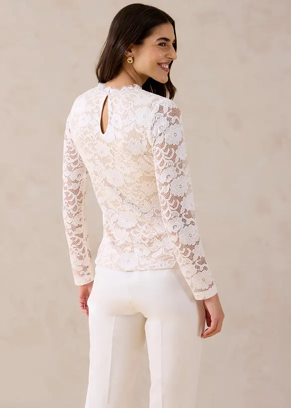 Haut manches longues en dentelle, bonprix