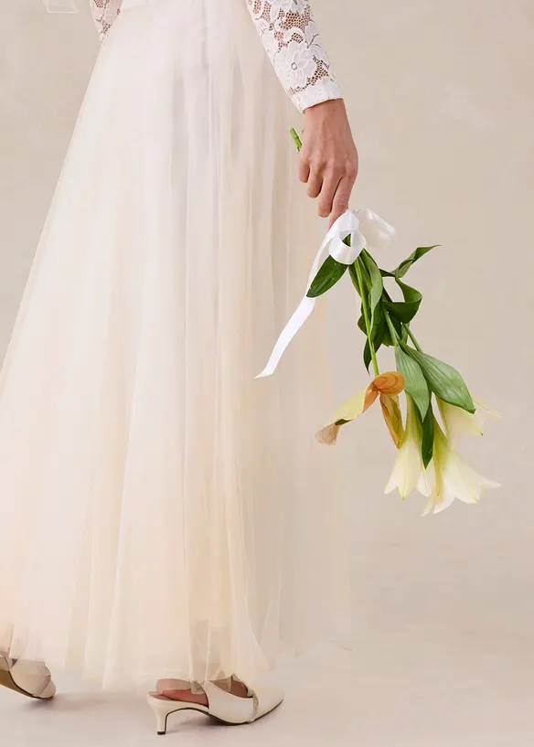 Jupe longue en tulle d&eacute;licat, bonprix