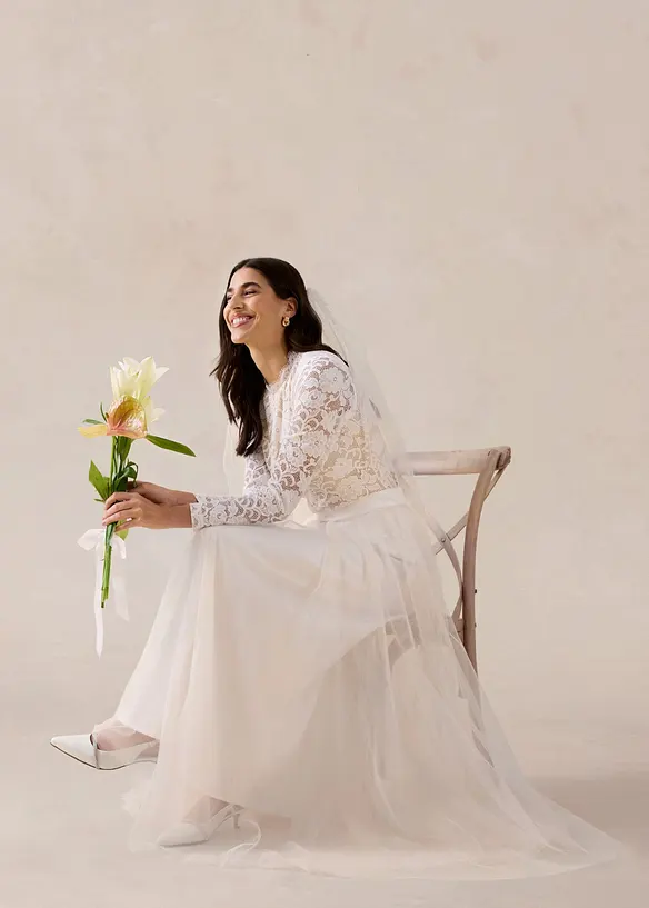 Jupe longue en tulle d&eacute;licat, bonprix