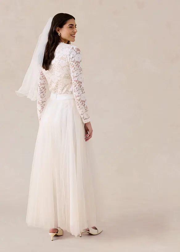 Jupe longue en tulle d&eacute;licat, bonprix