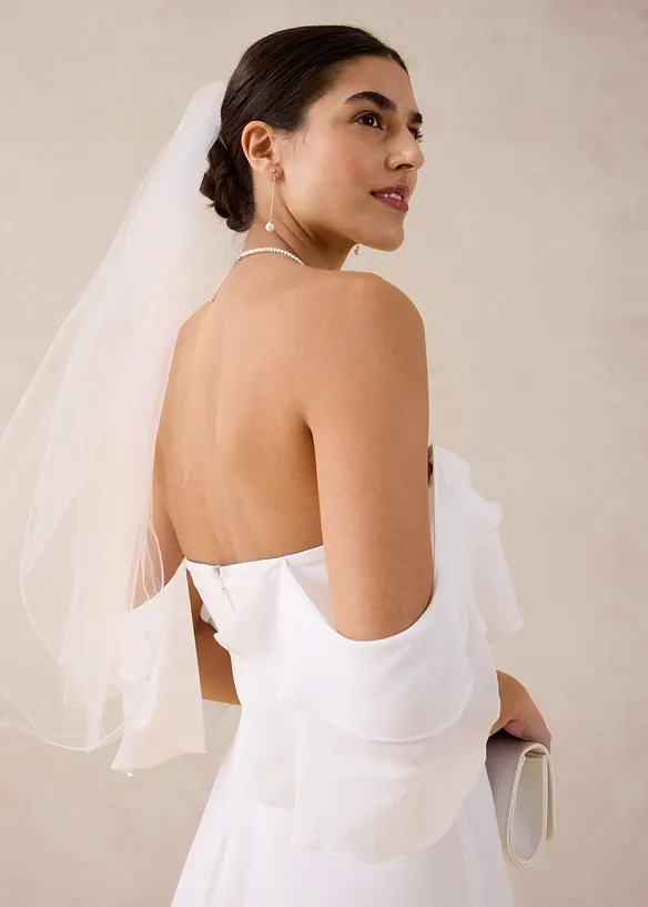 Robe de mari&eacute;e en mousseline avec drap&eacute;, bonprix