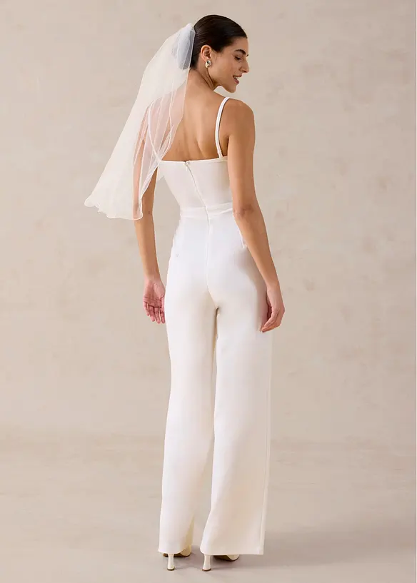 Combinaison en cr&ecirc;pe textur&eacute; avec perles brod&eacute;es, bonprix