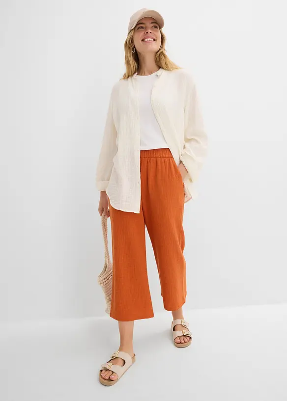 Marlenehose aus Baumwoll-Musselin, bonprix