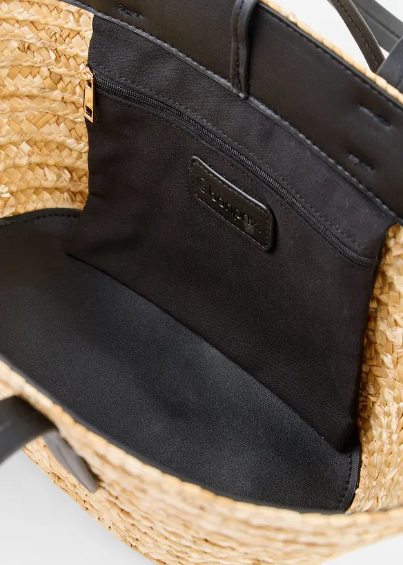 Cabas en paille avec pendentif fleur, bonprix