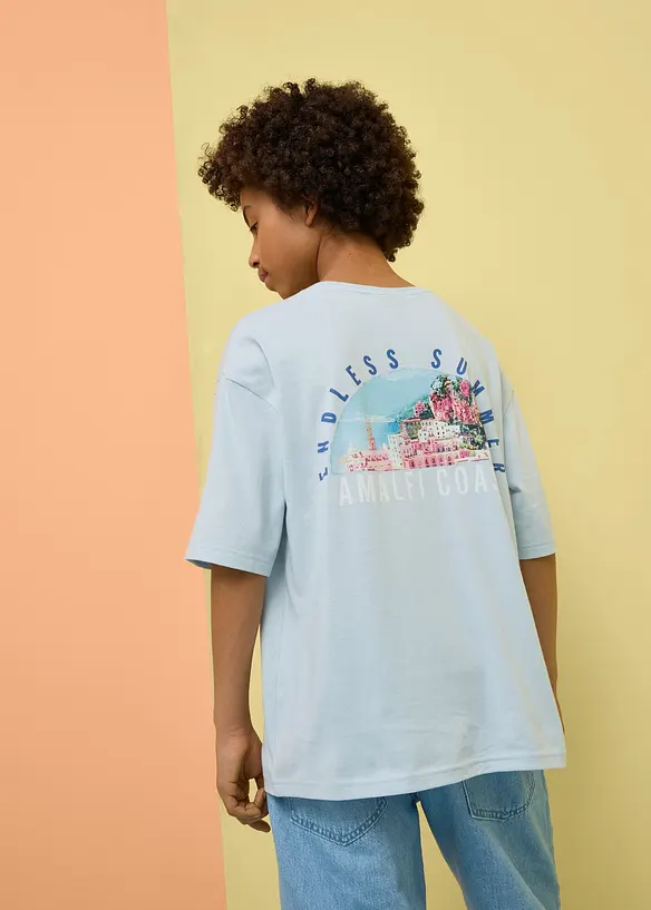 Loose Fit T-Shirt aus reiner Bio Baumwolle mit gro&szlig;en R&uuml;ckendruck, bonprix