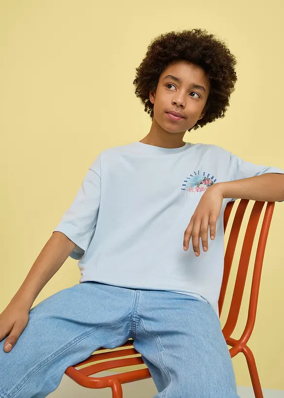 T-shirt loose 100% coton avec grand imprim&eacute; dans le dos, bonprix