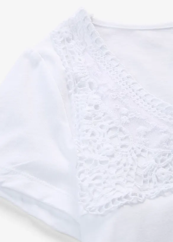 T-shirt coton et dentelle, manches courtes, bonprix