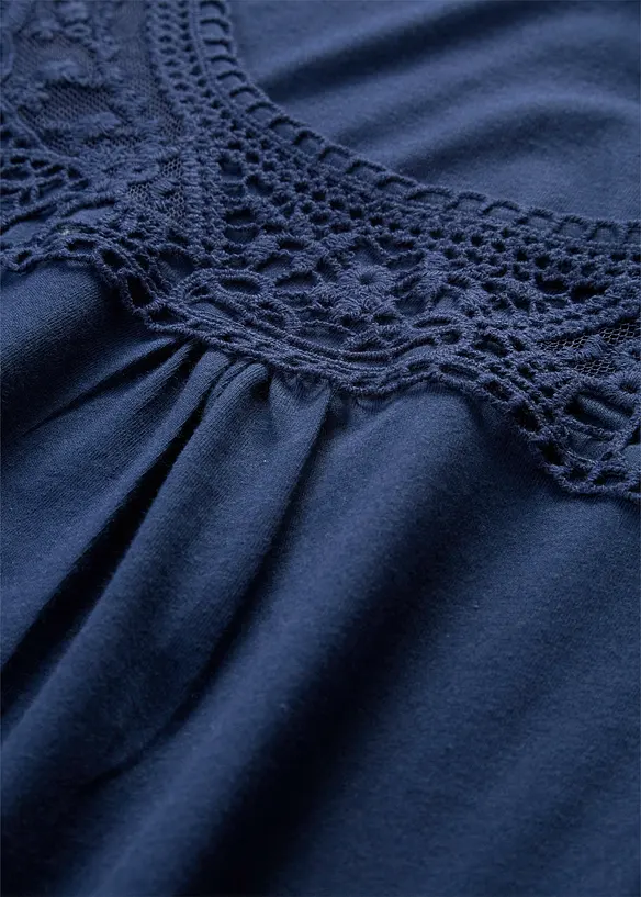 T-shirt coton et dentelle, manches courtes, bonprix