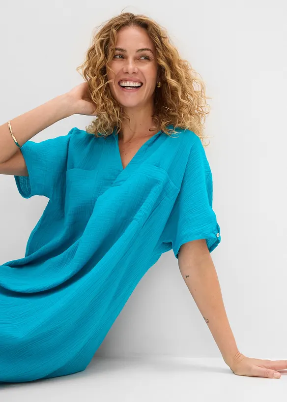 Kaftan-Kleid aus weichem Musselin, bonprix