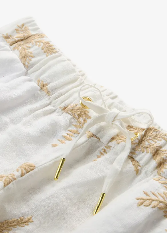 Bestickte Shorts aus reinem Leinen, bonprix